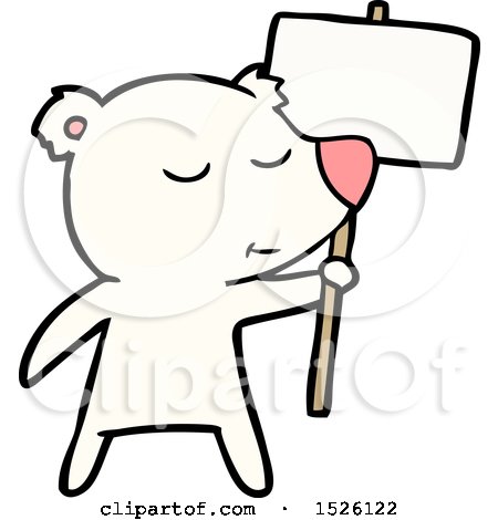 Happy Cartoon Polar Bear with Sign by lineartestpilot