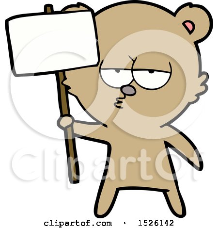 Cartoon Bear with Protest Sign by lineartestpilot