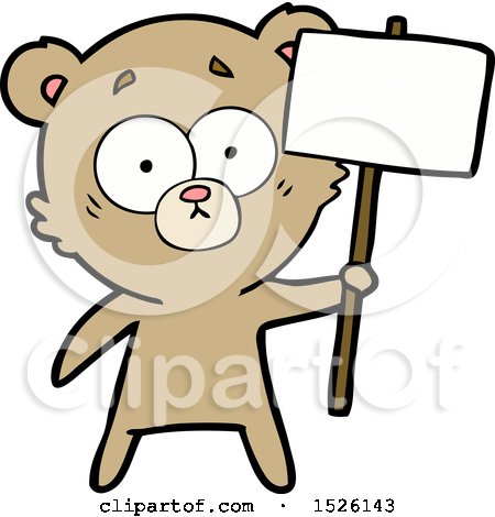 Cartoon Bear with Protest Sign by lineartestpilot