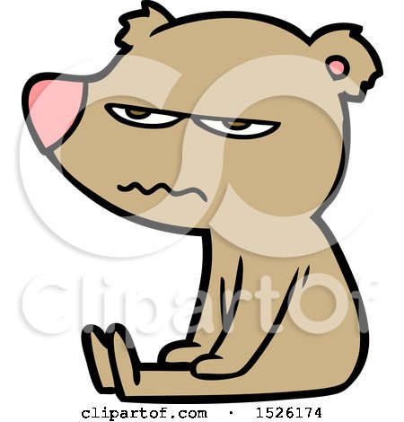 Angry Bear Cartoon Sitting by lineartestpilot