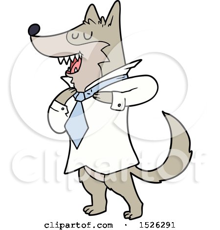 Cartoon Office Wolf Getting Dressed by lineartestpilot