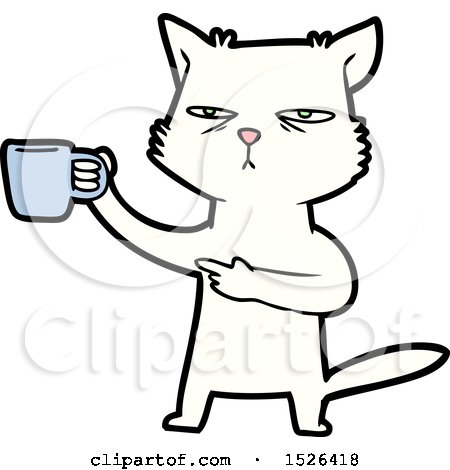 Cartoon Cat Needing a Refill of Coffee by lineartestpilot