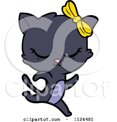 Cute Cartoon Cat with Bow Running by lineartestpilot