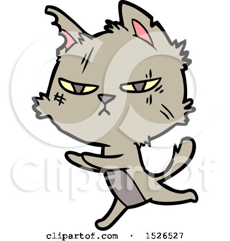 Tough Cartoon Cat Running by lineartestpilot
