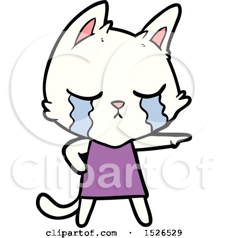 Crying Cartoon Cat in Dress Pointing by lineartestpilot