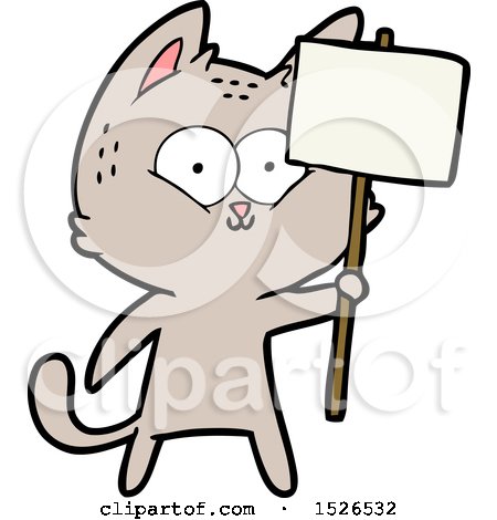 Cartoon Cat with Placard by lineartestpilot
