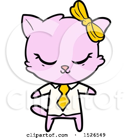 Cute Cartoon Business Cat with Bow by lineartestpilot