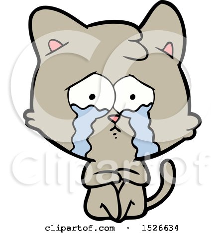 Crying Cat Cartoon by lineartestpilot