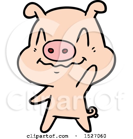 Nervous Cartoon Pig Waving by lineartestpilot