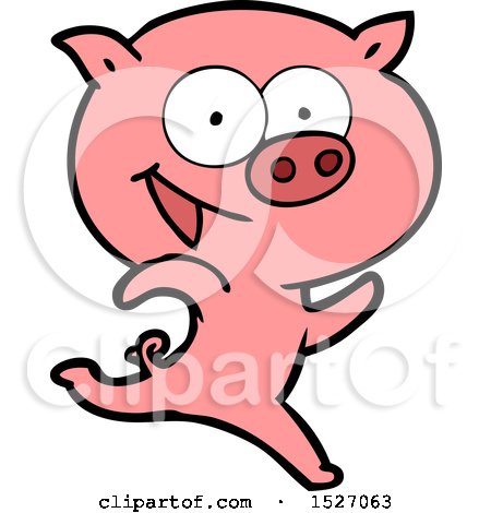 Cheerful Running Pig Cartoon by lineartestpilot