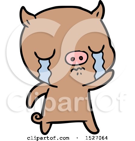Cartoon Pig Crying Waving Goodbye by lineartestpilot