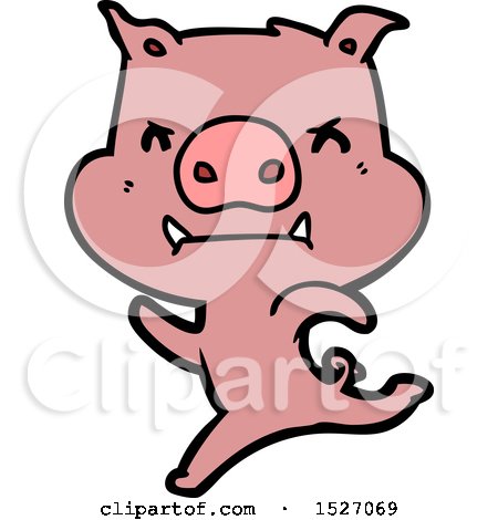 Angry Cartoon Pig Charging by lineartestpilot