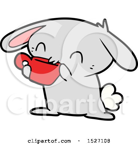 Cartoon Rabbit Drinking Tea by lineartestpilot