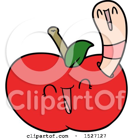 Cartoon Worm in Happy Apple by lineartestpilot