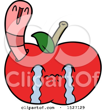 Cartoon Worm Eating an Apple by lineartestpilot
