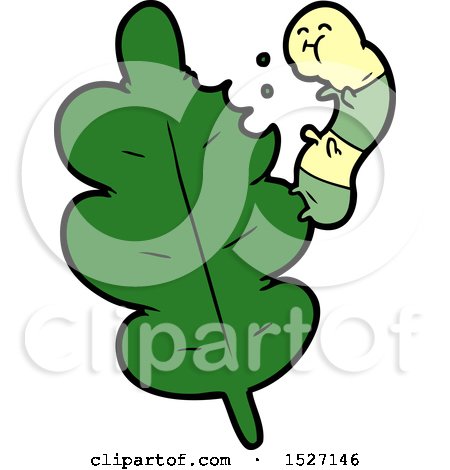 Cartoon Caterpillar Munching Leaf by lineartestpilot
