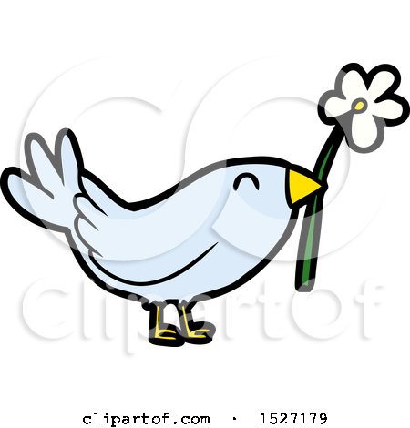 Cartoon Bird with Flower by lineartestpilot