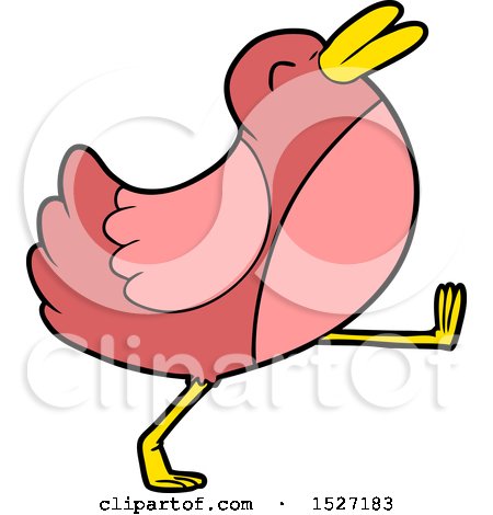 Funny Cartoon Bird Walking by lineartestpilot