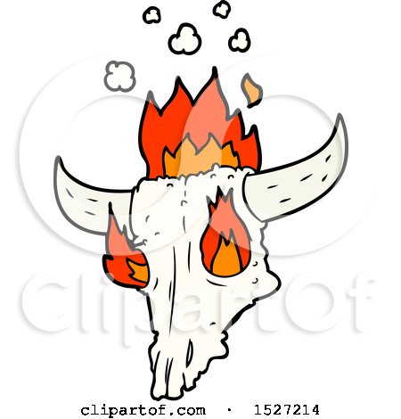Spooky Flaming Animals Skull Cartoon by lineartestpilot