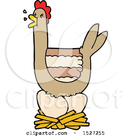 Cartoon Hen Sitting on Nest by lineartestpilot
