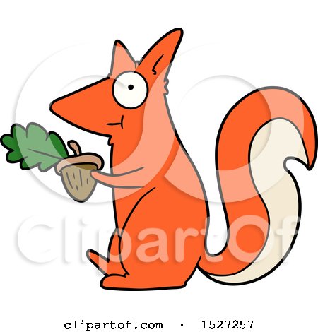 Cartoon Squirrel with Acorn by lineartestpilot