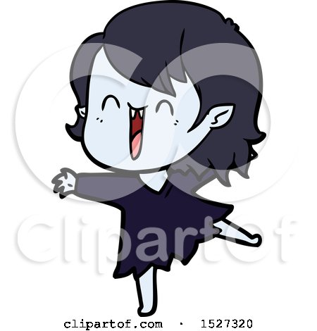 Cute Cartoon Happy Vampire Girl by lineartestpilot