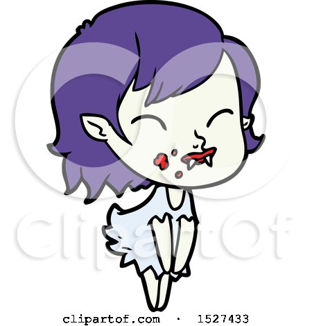 Cartoon Vampire Girl with Blood on Cheek by lineartestpilot