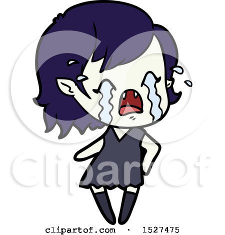 Cartoon Crying Vampire Girl by lineartestpilot