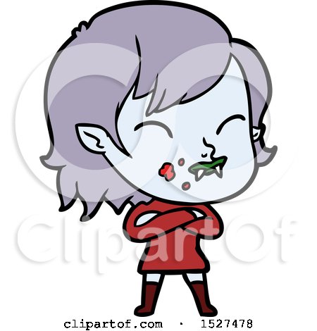 Cartoon Vampire Girl with Blood on Cheek by lineartestpilot