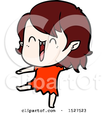Cute Cartoon Happy Vampire Girl by lineartestpilot