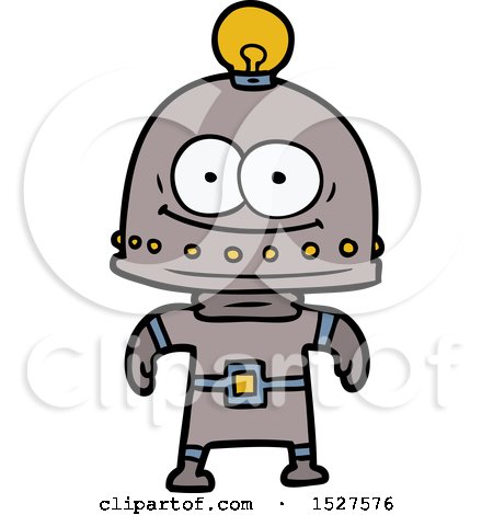 Happy Carton Robot with Light Bulb by lineartestpilot