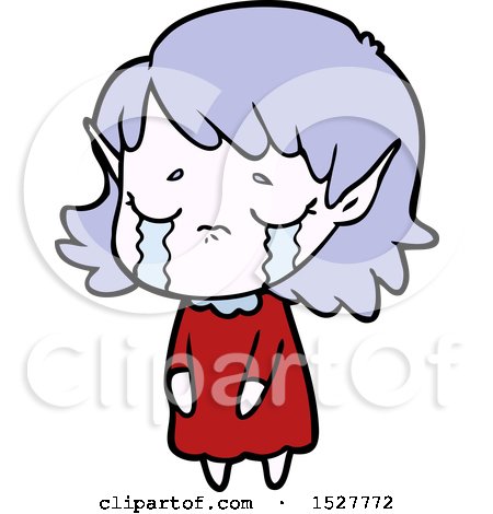 Crying Cartoon Elf Girl by lineartestpilot