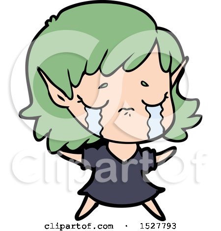 Cartoon Crying Elf Girl by lineartestpilot