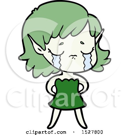 Crying Cartoon Elf Girl by lineartestpilot