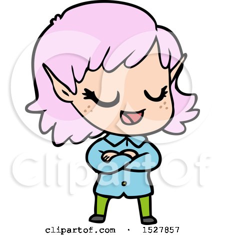 Happy Cartoon Elf Girl by lineartestpilot