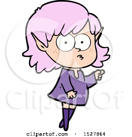 Cartoon Elf Girl Pointing by lineartestpilot