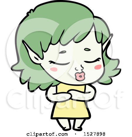 Shy Cartoon Elf Girl by lineartestpilot