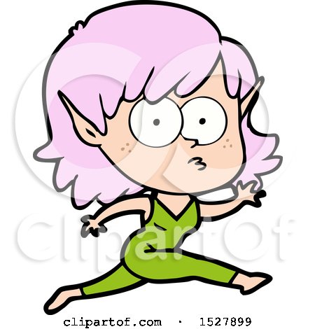 Cartoon Elf Girl Running by lineartestpilot