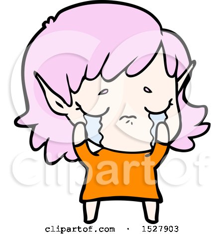 Cartoon Crying Elf Girl by lineartestpilot