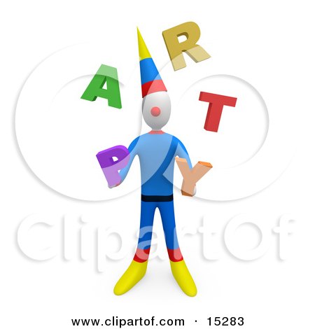 Party Clown Juggling The Word Party Clipart Illustration Image by 3poD