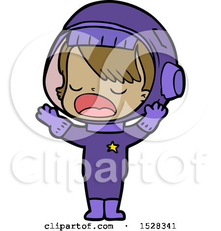 Cartoon Astronaut Girl Talking by lineartestpilot