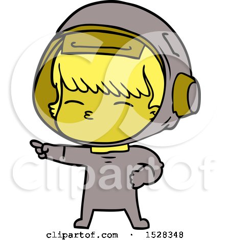 Cartoon Curious Astronaut Pointing by lineartestpilot