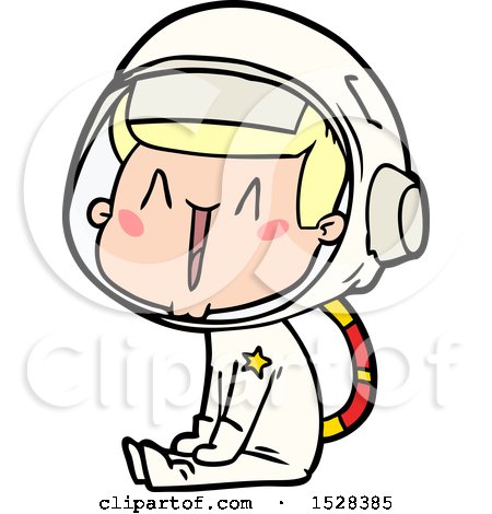 Happy Cartoon Astronaut Sitting by lineartestpilot
