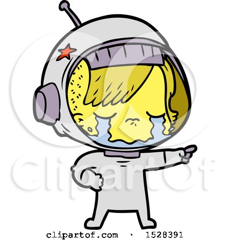 Cartoon Crying Astronaut Girl by lineartestpilot