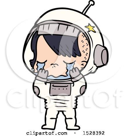 Cartoon Crying Astronaut Girl by lineartestpilot