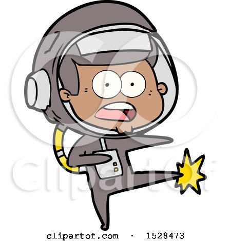 Cartoon Surprised Astronaut Kicking by lineartestpilot