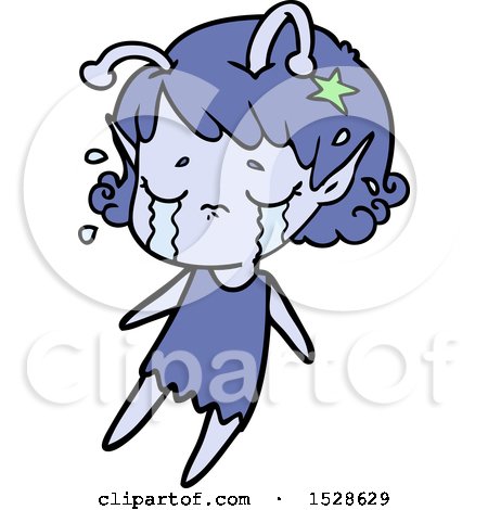 Cartoon Crying Alien Girl by lineartestpilot