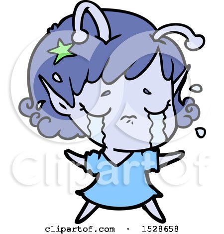 Cartoon Crying Alien Girl by lineartestpilot