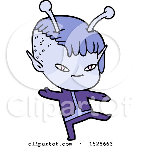 Cute Cartoon Alien Girl by lineartestpilot