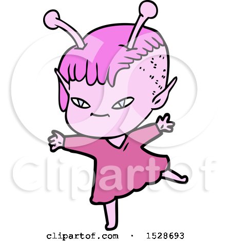 Cute Cartoon Alien Girl by lineartestpilot